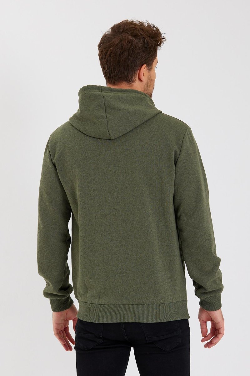 METALIC Siyah Kanguru Cepli Kapüşonlu Fermuarlı İçi Pamuklu Erkek Hırka - MMETALIC