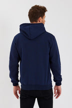 METALIC Siyah Kanguru Cepli Kapüşonlu Fermuarlı İçi Pamuklu Erkek Hırka - MMETALIC