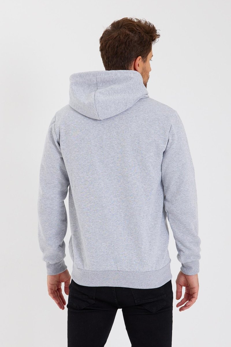 METALIC Siyah Kanguru Cepli Kapüşonlu Fermuarlı İçi Pamuklu Erkek Hırka - MMETALIC