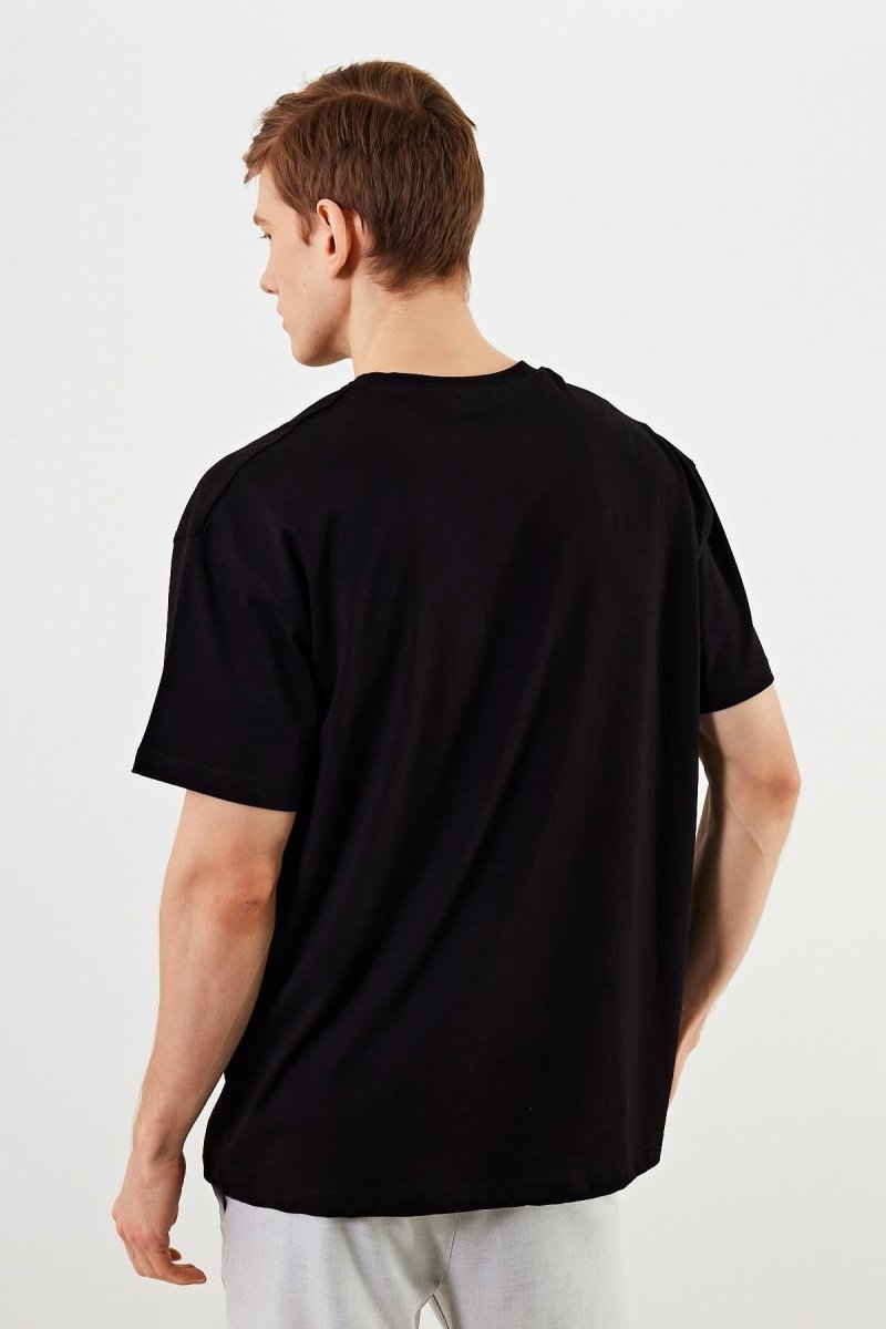 MTLCE76 Leo Erkek Oversize Tshirt %100 Pamuk Bisiklet Yaka Baskı Detaylı Basic Tişört - MMETALIC