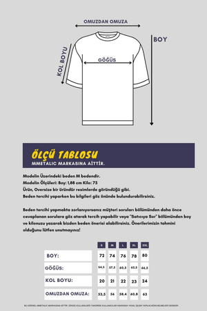 MTLCE76 Leo Erkek Oversize Tshirt %100 Pamuk Bisiklet Yaka Baskı Detaylı Basic Tişört - MMETALIC