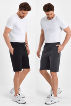 Regular Fit Yanları Cepli Rahat Kesim 2'Li Erkek Şort - MMETALIC