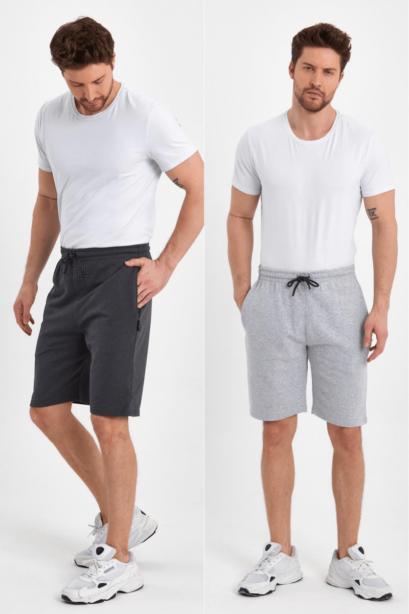Regular Fit Yanları Cepli Rahat Kesim 2'Li Erkek Şort - MMETALIC