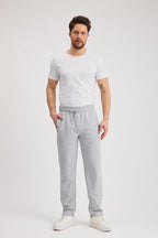 Siyah - Antrasit Erkek Fermuarlı Cepli Nakış Detaylı Düz Paça Rahat Kesim Günlük 2'li Eşofman Altı MTLCE107 - MMETALIC