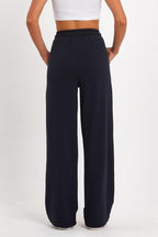 Siyah - Antrasit Kadın Mevsimlik Salaş Geniş Rahat Paça Yan Cepli 2'Li Eşofman Altı - MMETALIC