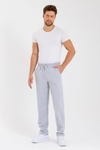 Siyah Arka Cepli Etiket Detaylı Düz Paça Erkek İçi Pamuklu Eşofman Altı - MMETALIC