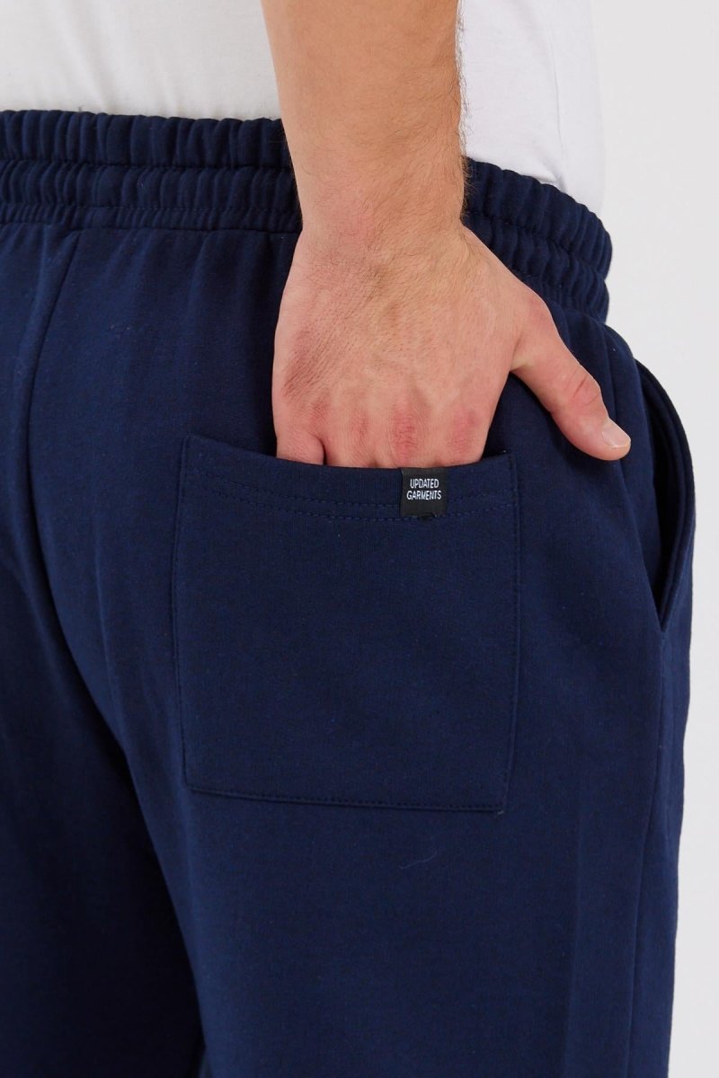 Siyah Arka Cepli Etiket Detaylı Düz Paça Erkek İçi Pamuklu Eşofman Altı - MMETALIC