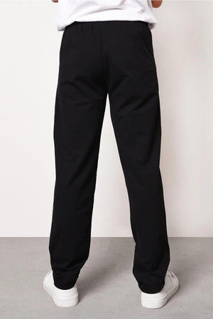 Siyah Erkek Düz Paça Cep Fermuar Detaylı Rahat Kesim Eşofman Altı - MMETALIC