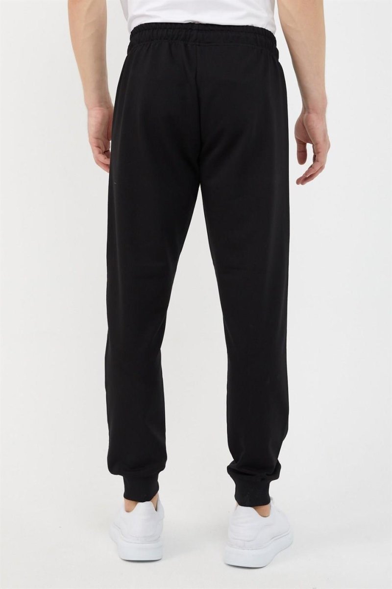 Siyah Erkek Paça Ribanalı Cep Fermuar Detaylı Eşofman Altı MTLCE08 - MMETALIC