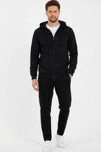 Siyah Kapüşonlu Regular Fit Hırka Düz Paça Erkek Eşofman Takımı 3861 - MMETALIC