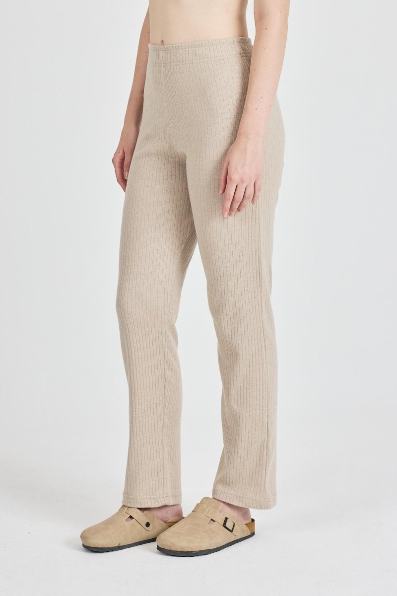 Vizon Fitilli Geniş Paça Pamuklu İnce Yüksek Bel Kadın Eşofman Altı - MMETALIC