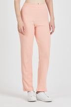 Yavruağzı Fitilli Geniş Paça Pamuklu İnce Yüksek Bel Kadın Eşofman Altı - MMETALIC